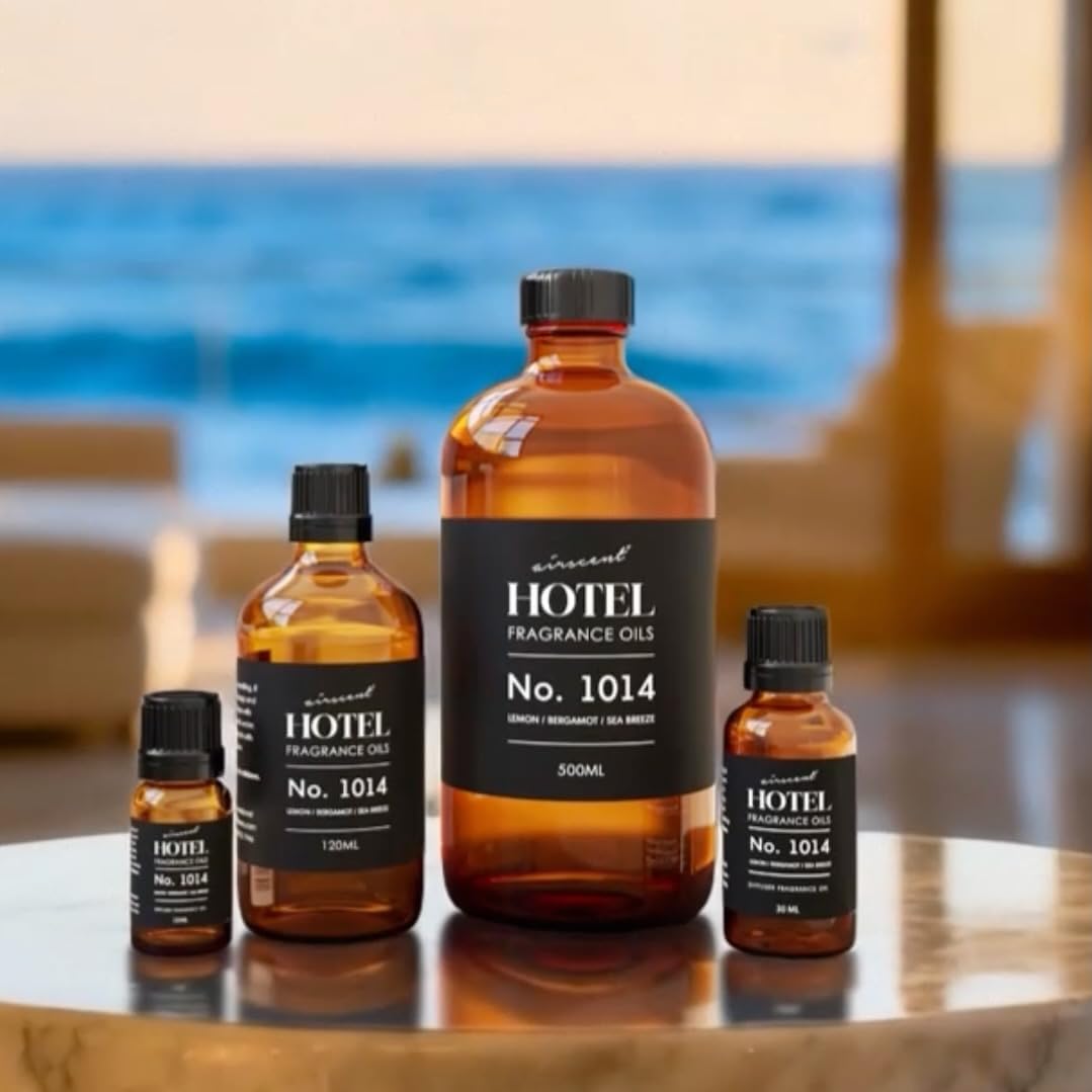 AirScent Hotel Diffuser Oil No. 1014 - The Iconic 5-Star Hotel Coastal Blend - Lemon Bergamot Sea Breeze - 120 mL Hotel Diffuser Oil for Ultrasonic and Waterless Diffusers and Crafting