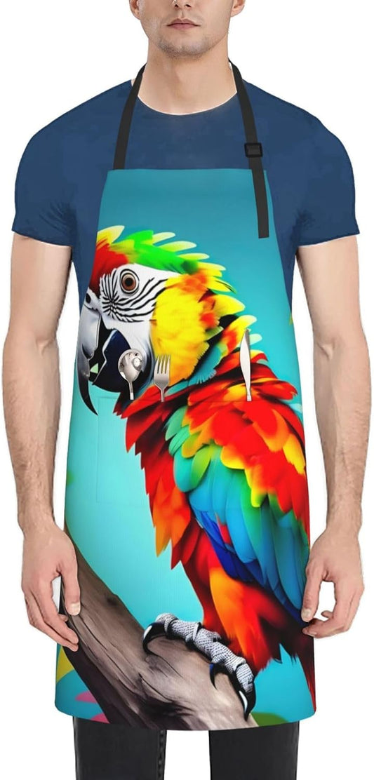 Parrots On Tree print Waterproof apron with pocket adjustable cooking apron for adult kitchen bibs to bake