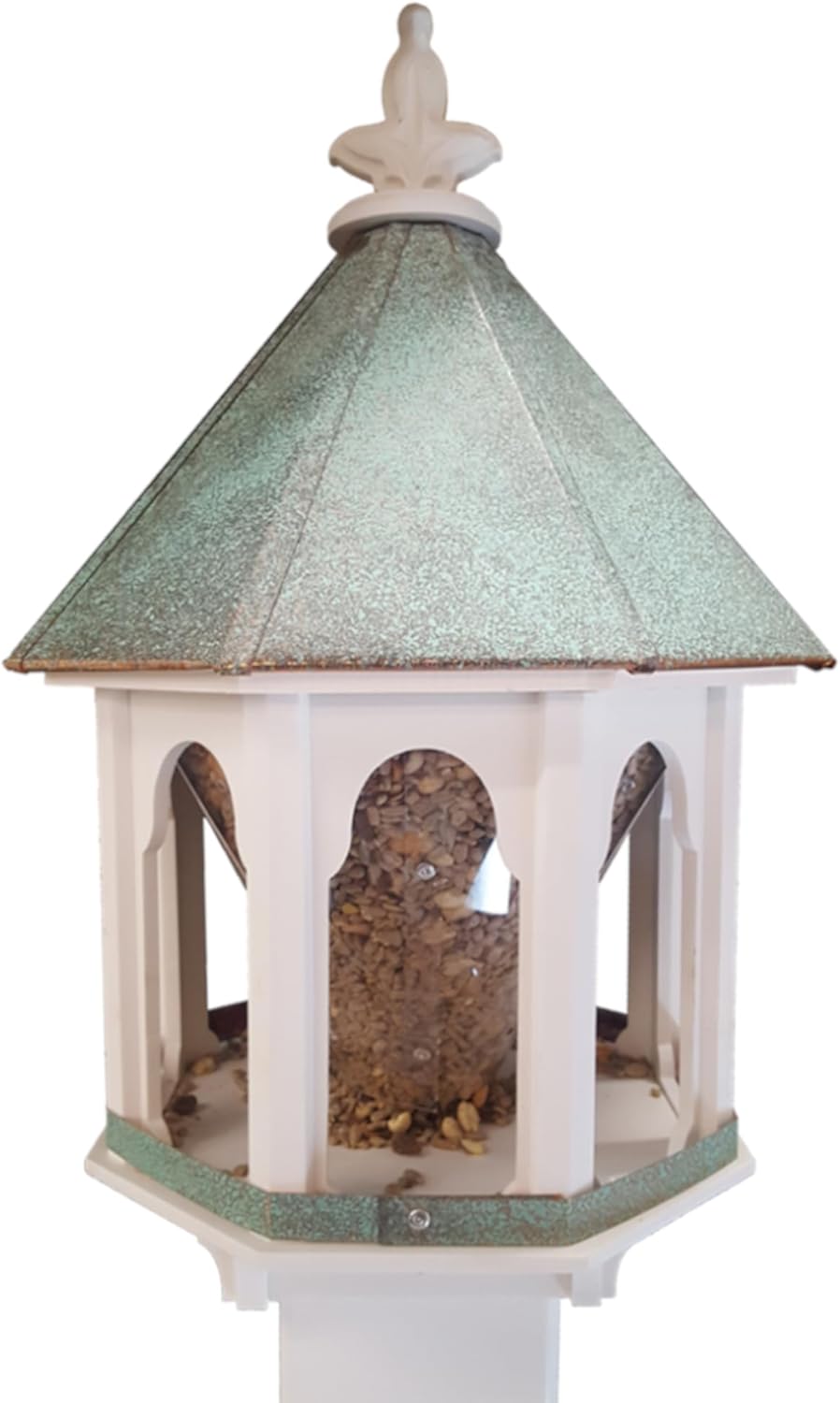 Wild Bird Feeder Solid Cellular PVC Patina Copper Roof (F8V) Made in T