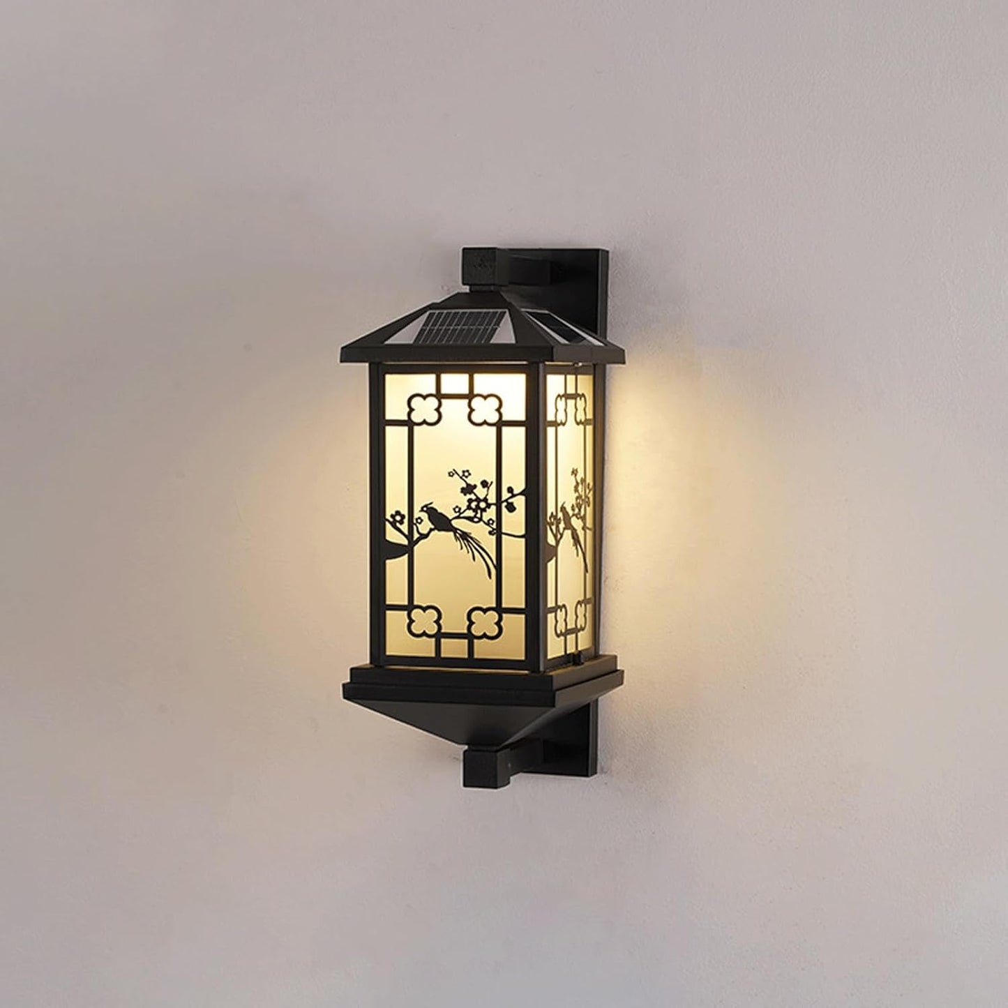 Solar Outdoor Wall Lantern IP65 Waterproof, Matte Black Exterior Wall 