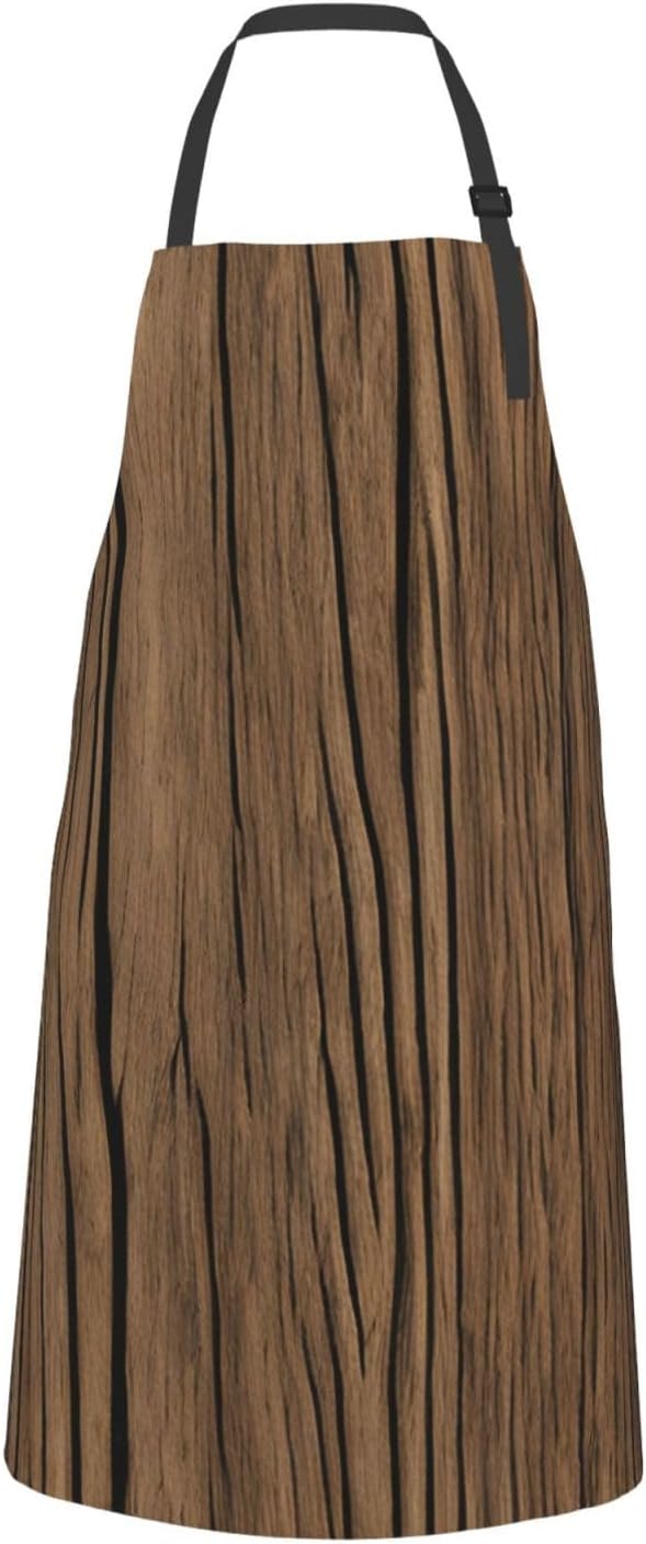YANYU Wood Grain Print 28x33 In Kitchen Apron Stylish Chef Apron with Pockets for Cooking Baking Painting
