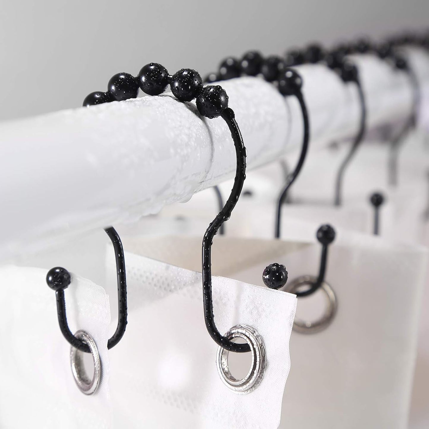 Goowin Shower Curtain Hooks, 12 Pcs Shower Curtain Rings, Stainless St