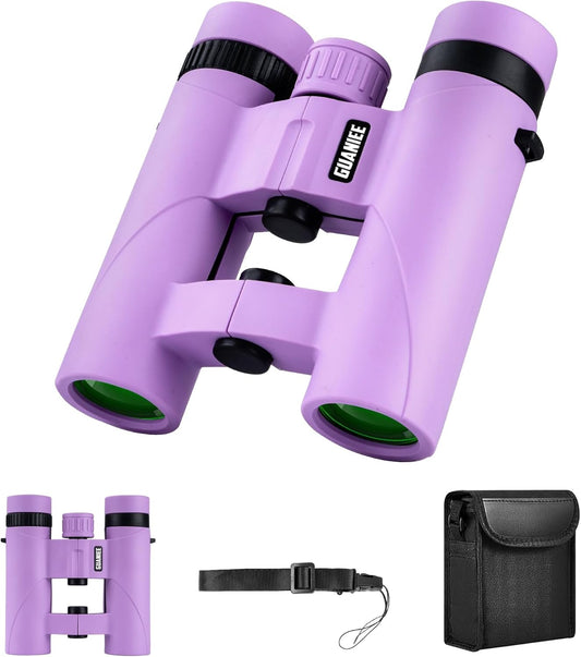 10x25 Binoculars for Kids Mini Pocket Compact Binoculars Waterproof Small Binocular for Bird Watching Travel Stargazing Outdoor Sports Purple