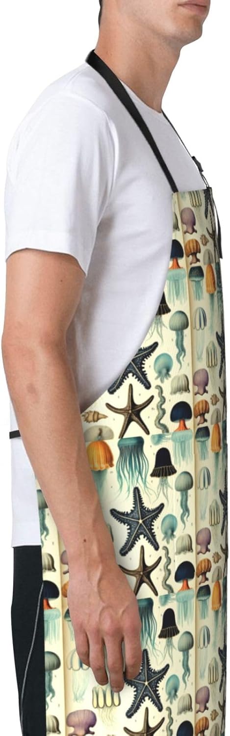YANYU Jellyfish ocean Print 28x33 In Kitchen Apron Stylish Chef Apron 
