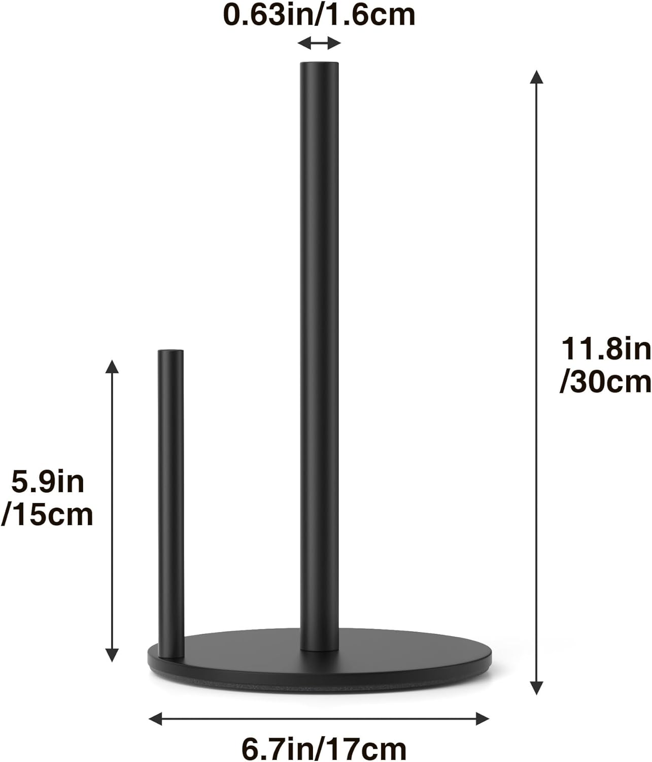 Paper Towel Holder Black, Premium Stainless Steel Kitchen Roll Dispens