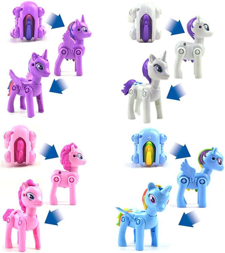 4 Pack Jumbo Unicorn Deformation Easter Eggs with Toys Inside for Kids Boys Girls Toddlers Easter Basket Stuffers Fillers Gifts Party Favors