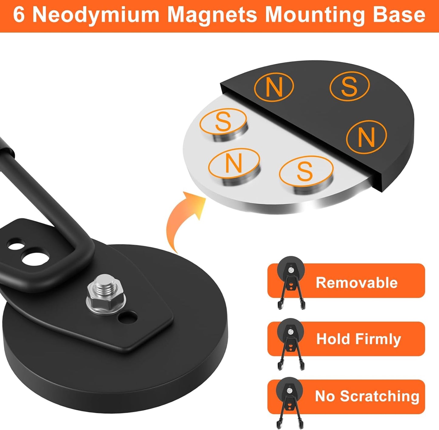 ENUODA Strong Magnetic Hooks Heavy Duty Upgraded Magnets with Hooks Magnetic Garage Hooks for Hanging Shovel, Broom, Wreath, Garden Tool, Toolbox, Shed, Gargae, Locker, 4PCS
