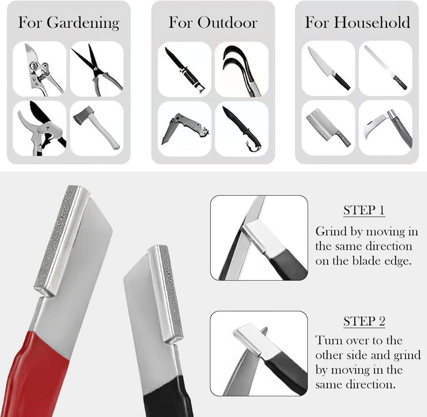 4 Pcs Garden Tool Sharpener Mini Portable Pocket Blade Sharpener Pruning Shears Blade Sharpener Steel Multipurpose Garden Knife Sharpener for Gardening Pruner