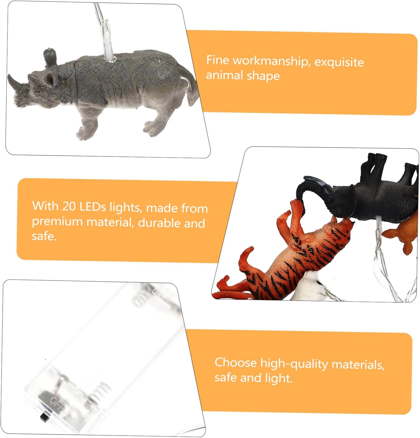 Led Animal String Lights 59In Indoor Fairy Light Decor for Kids Room Garden Party Ambience No Battery Needed