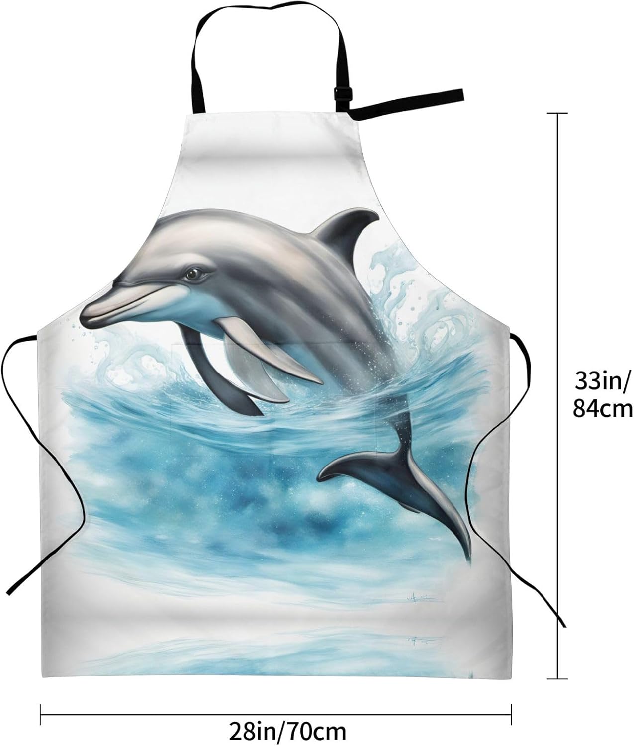 Ocean Dolphin Looking at You print Waterproof chef's apron with pocket apron for kitchen cooking baking barbecue and gardening