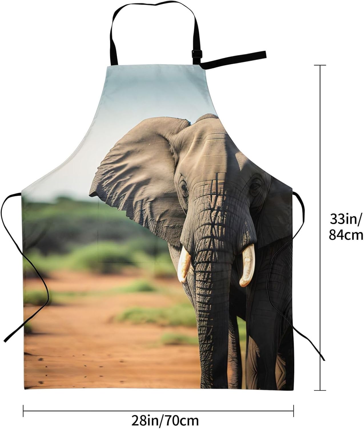African Elephant print Waterproof chef's apron with pocket apron for kitchen cooking baking barbecue and gardening