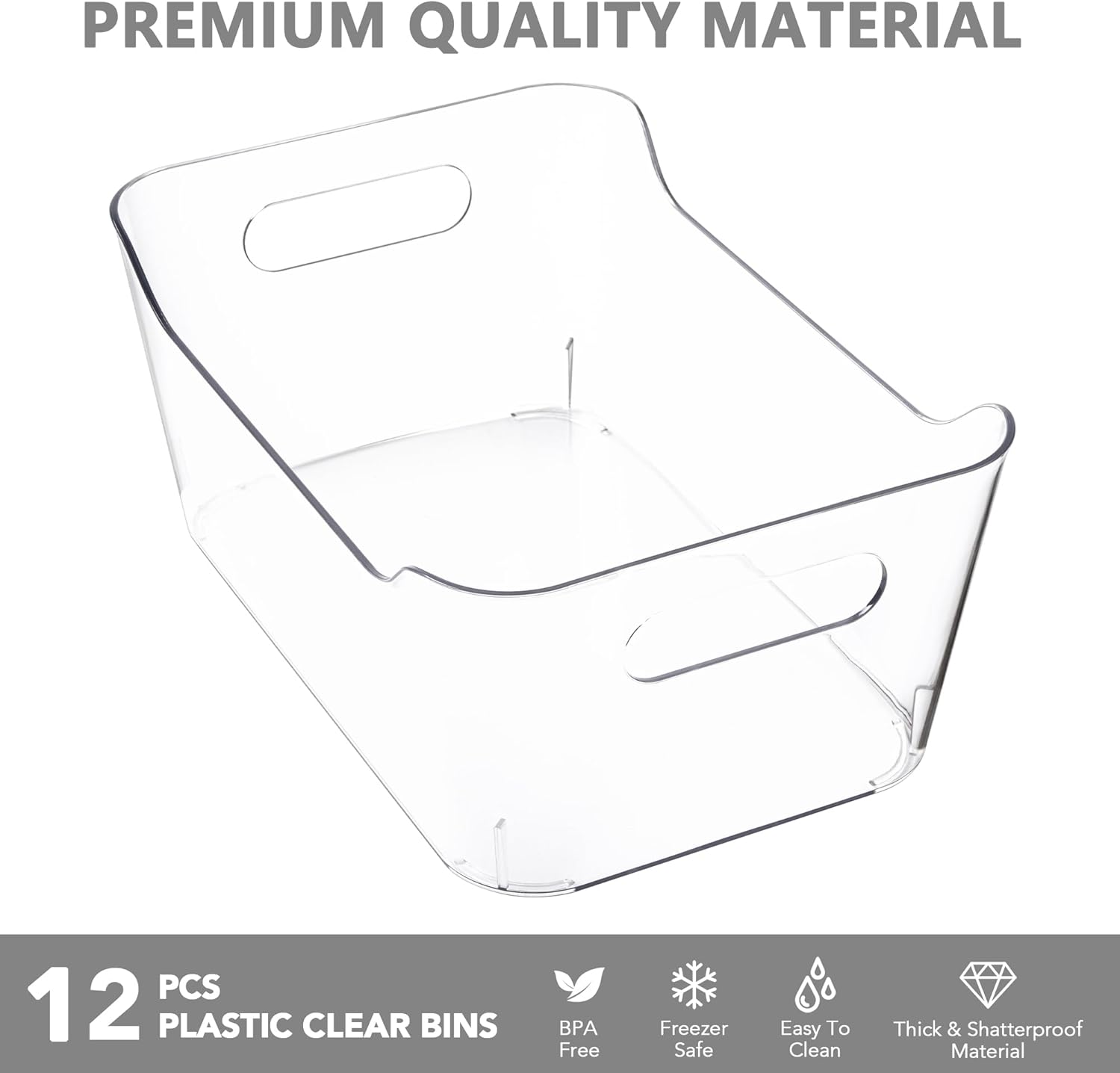 Tiawudi 12 Pack Plastic Storage Bins, Multi-Use Organizer Bins, Pantry