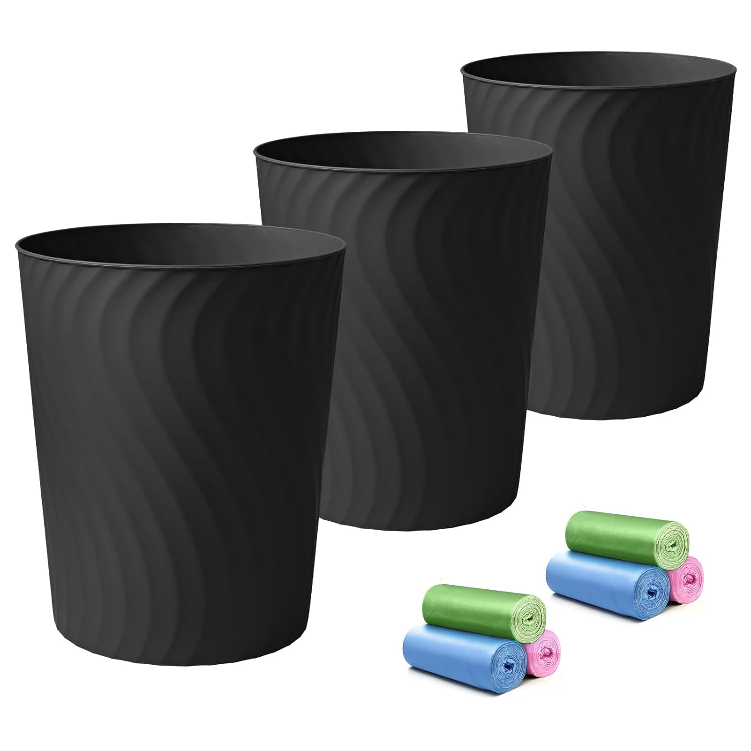 YGJT Small Trash Can, 3 Pack 1.8 Gallons Bathroom Trash Can, Slim Wast