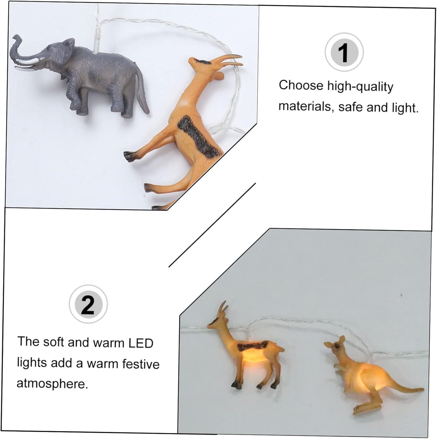 Led Animal String Lights 59In Indoor Fairy Light Decor for Kids Room Garden Party Ambience No Battery Needed