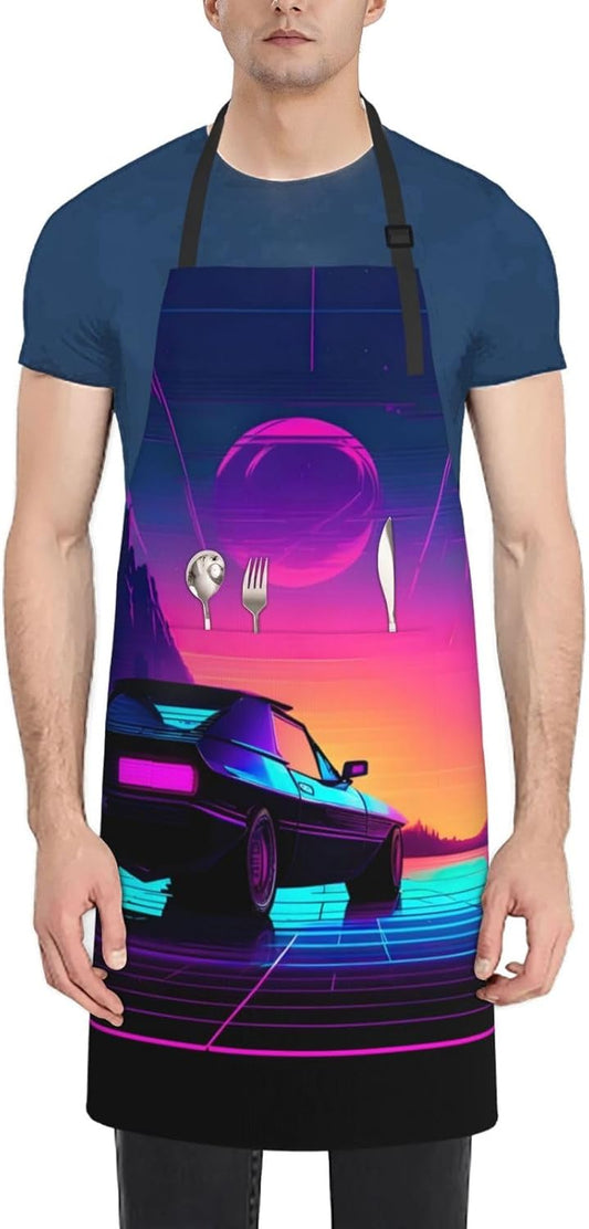 Retrowave pictures Print 28 x 33in Waterproof Apron with Pockets Fashi