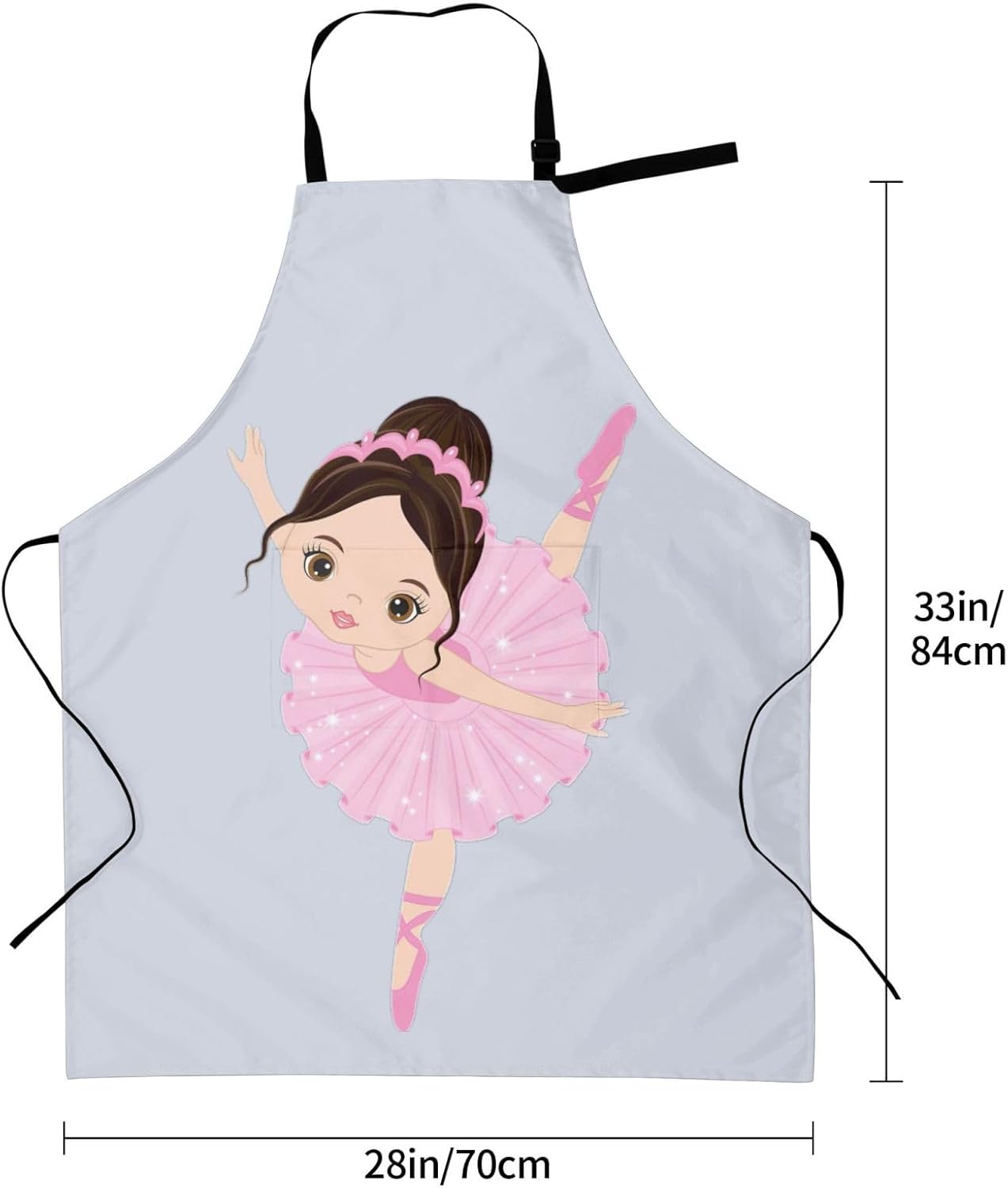 Little Ballerina Dancing Girl Print 28x33 In Adult Kitchen Apron with Pockets Versatile Chef Smock for Cooking Baking