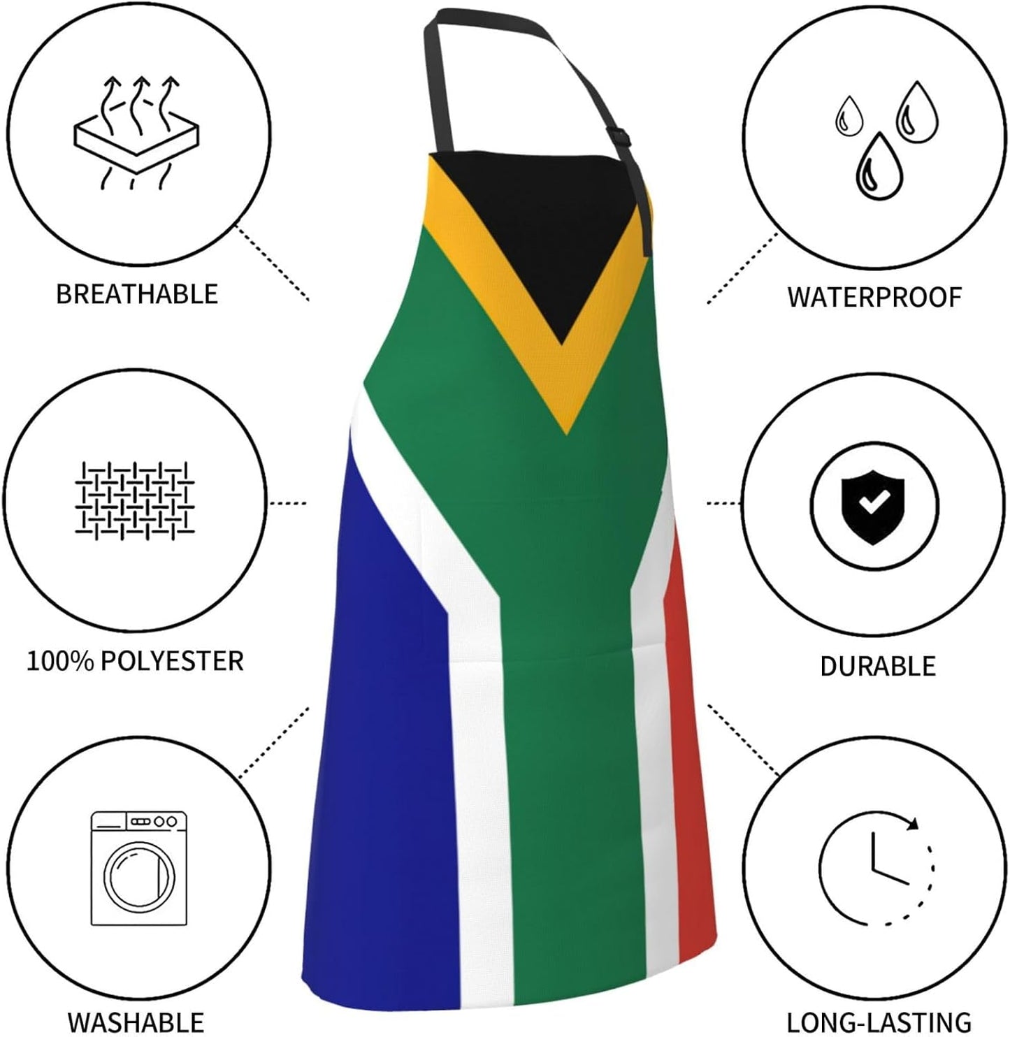 South African flag print Waterproof chef's apron with pocket apron for
