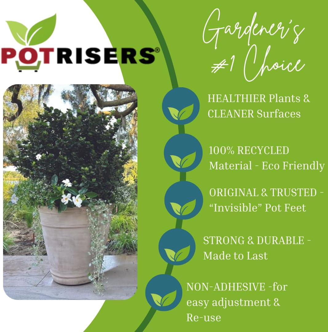 Combo Pack (12 Small 1" & 6 Large 2" - 18 Pieces Total) Outdoor Plant Risers & Drainage Invisible Pot Feet for Planters, Pots, or Statues – Ideal for Patios, Decks, and Gardens