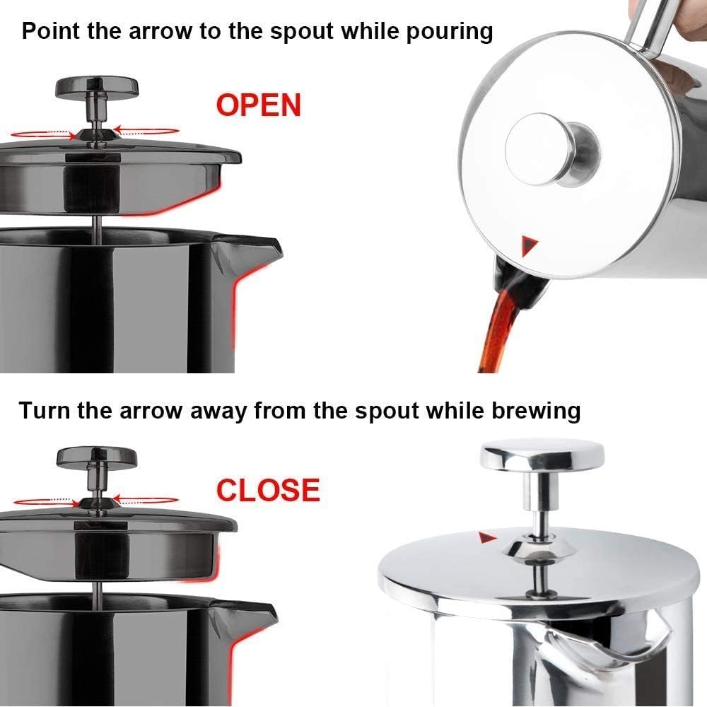 Secura French Press Coffee Maker, 304 Grade Stainless Steel Insulated 
