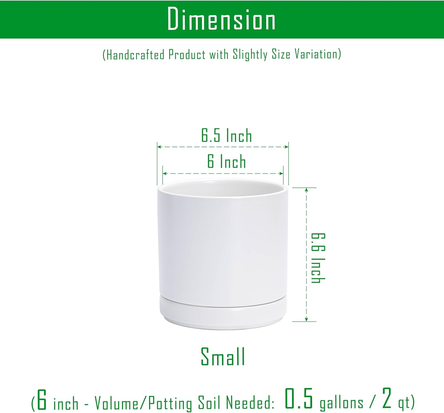 D'vine Dev Set of 2 Plants Pots, 6.5 Inch Ceramic Planter Pot for Plan