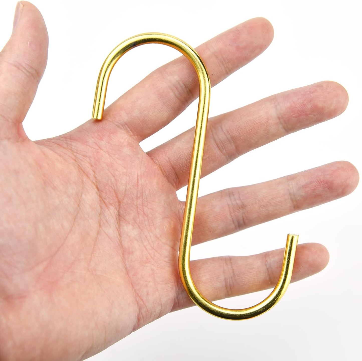10 Pack Gold S Hooks for Hanging, Stainless Steel S Shaped Hooks, Utility S Hooks for Bathroom, Kitchen, Garden, Cloakroom