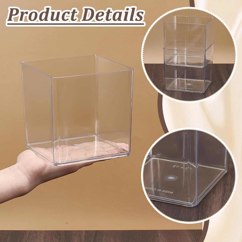 NBEADS 12 Pcs Acrylic Clear Square Vases, 4.72x4.72x4.72 Inch Cube Transparent Planters Acrylic Flower Vases for Wedding Centerpieces Succulent Pots Home Office Floral Decor