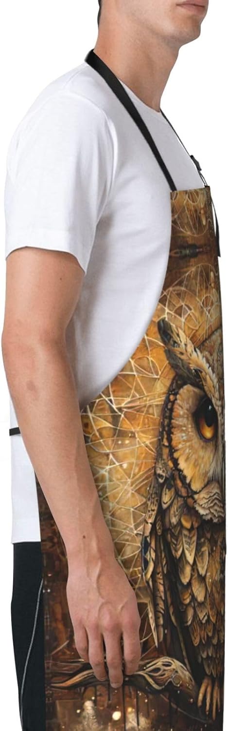Owl Beliefs print Waterproof chef's apron with pocket apron for kitche