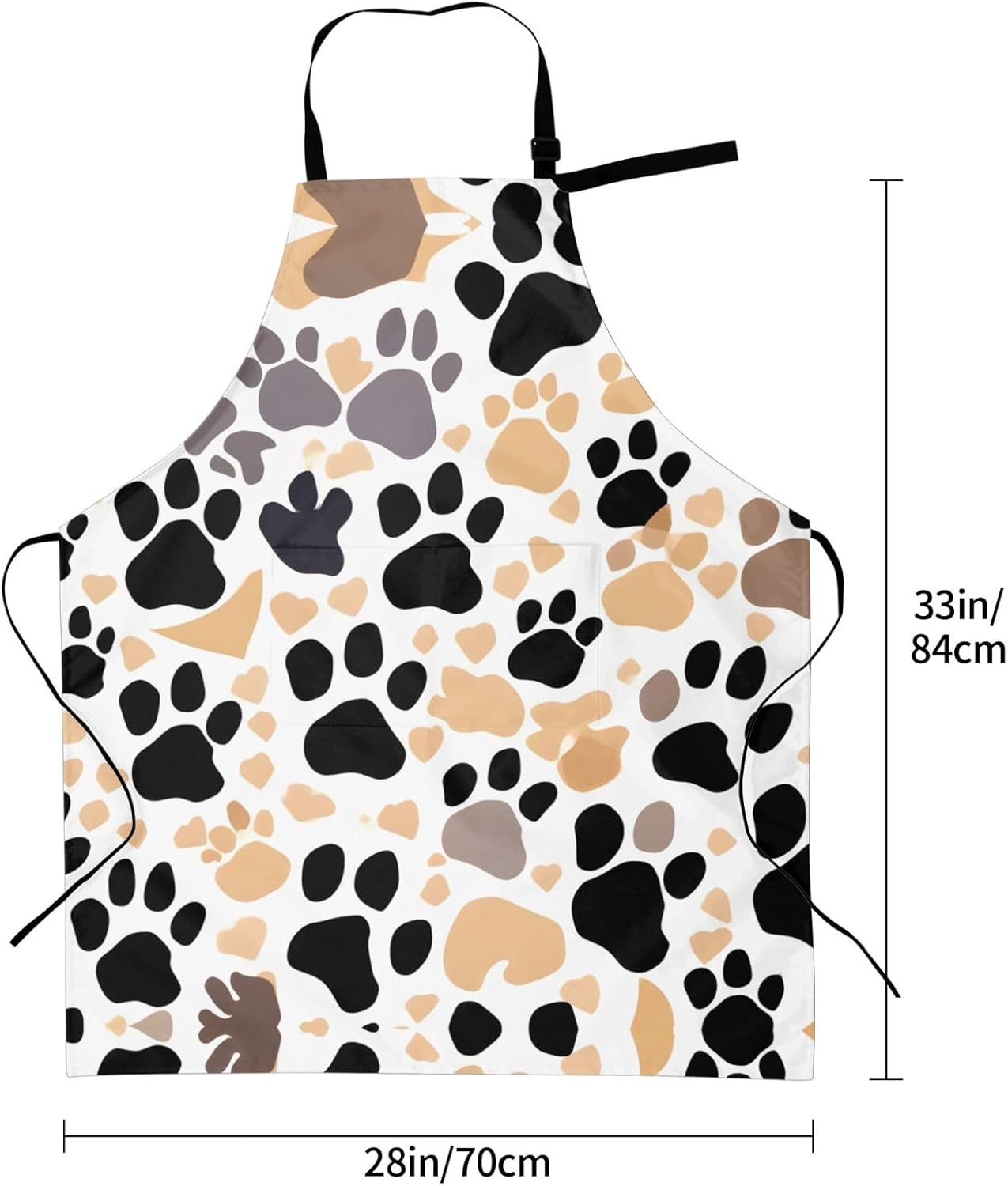 Cute Dog Paw Prints Print Laundry apron 28x33 In Waterproof Kitchen Apron with Pockets for Cooking Baking