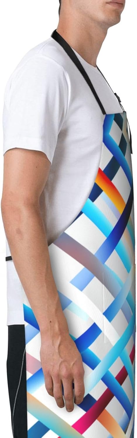 ZigZag Stripe 1 print Waterproof apron with pocket adjustable cooking apron for adult kitchen bibs to bake