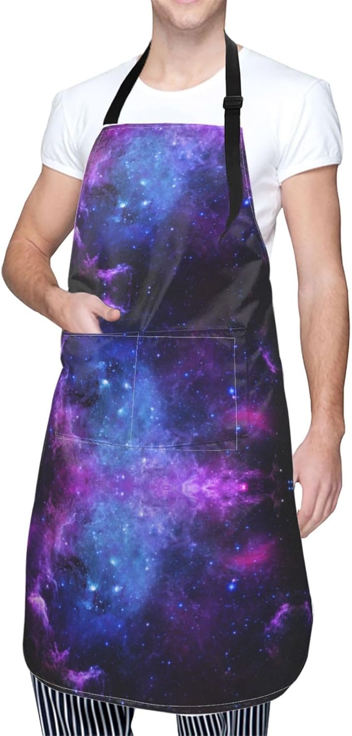 Universe Galaxy Star Space Print 28x33 In Adult Kitchen Apron with Poc