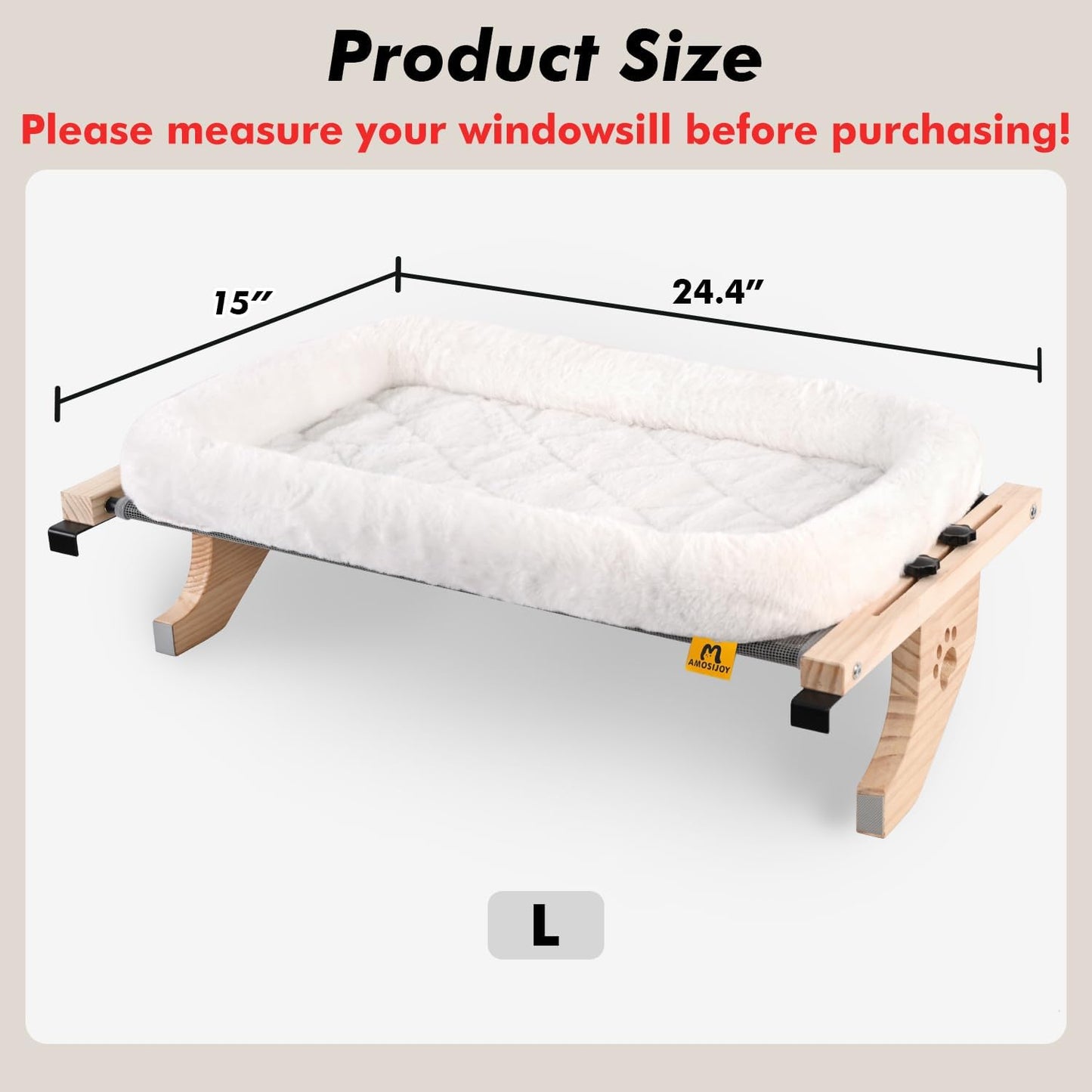 AMOSIJOY Cat Sill Window Perch Sturdy Hammock Seat with Cushion Bed Co