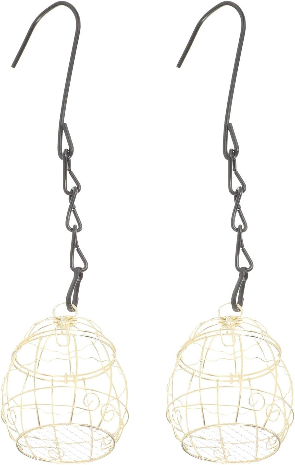 Milisten 2pcs Outdoor Hanging Bird Feeder Cage Metal Wire Small Swing 