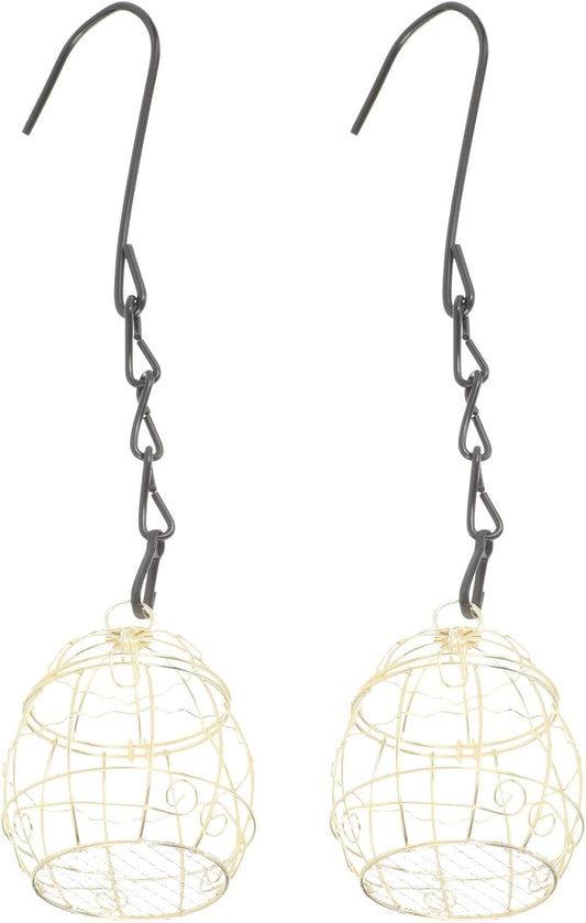 Milisten 2pcs Outdoor Hanging Bird Feeder Cage Metal Wire Small Swing 