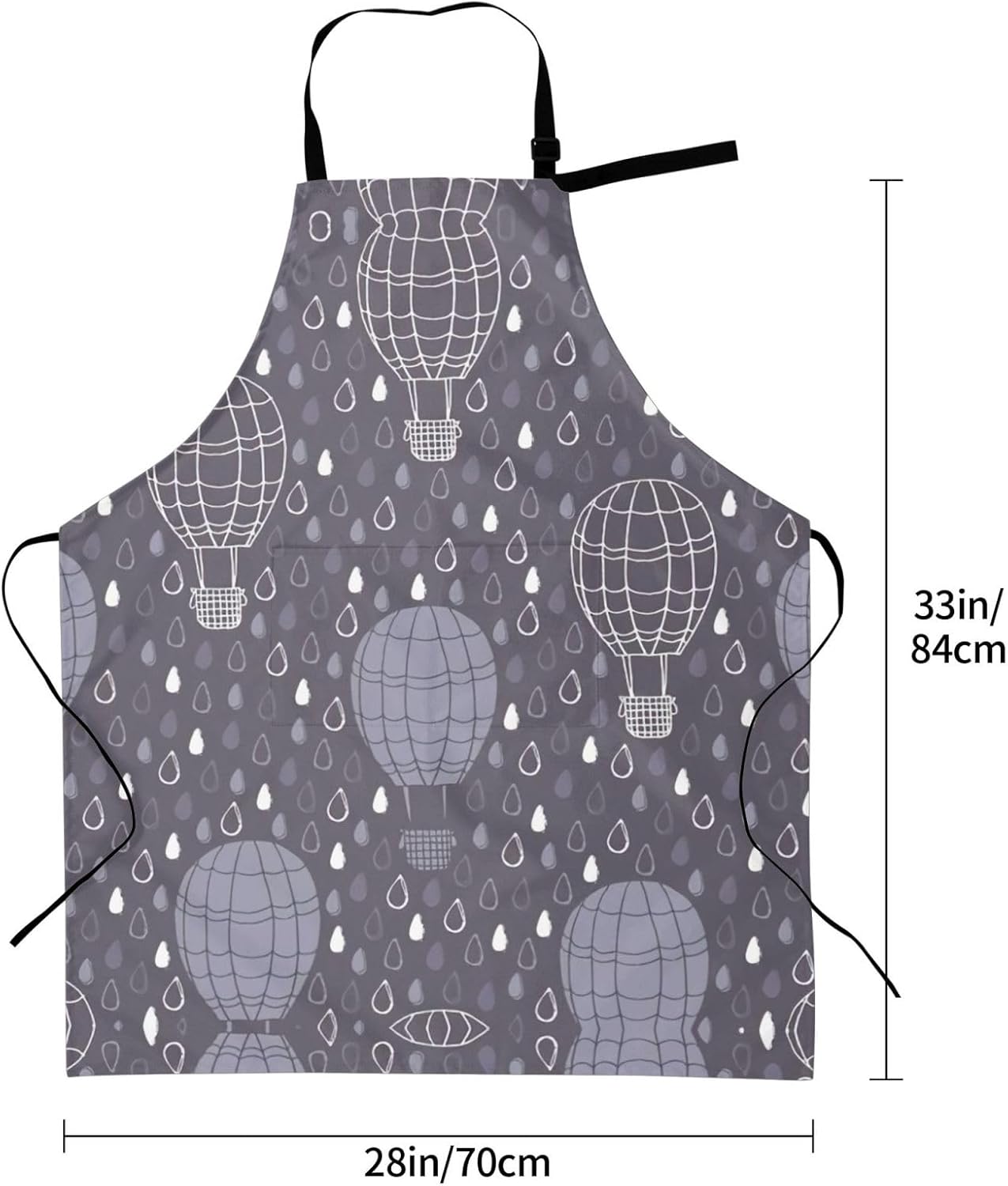 Hot Air Balloon Print Laundry apron 28x33 In Waterproof Kitchen Apron with Pockets for Cooking Baking