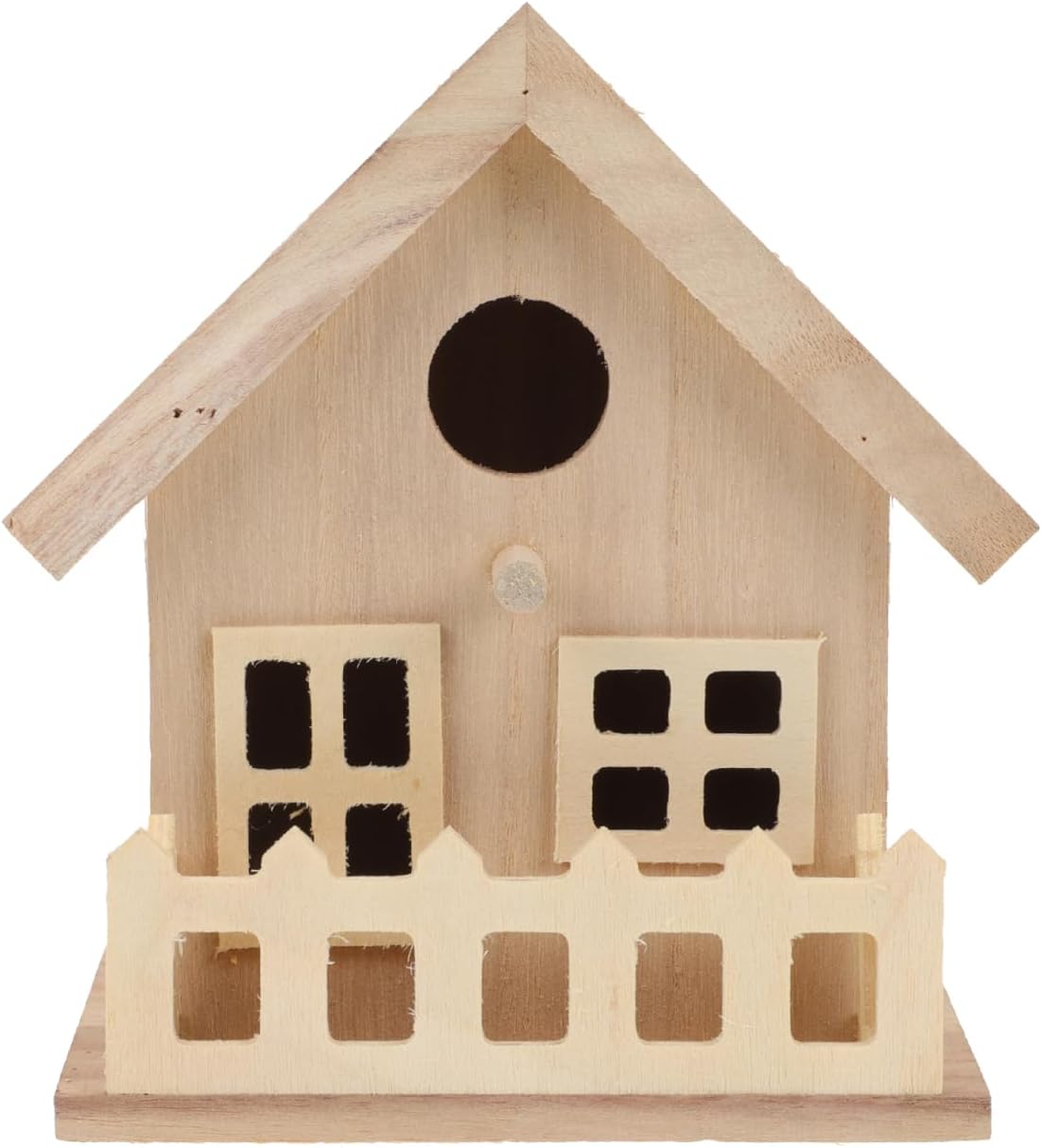 Wooden Bird House Outdoor Small Bird Nest Hanging Feeder Home Garden Decoration 7.08X5.51X5.11 Inch Natural Wood