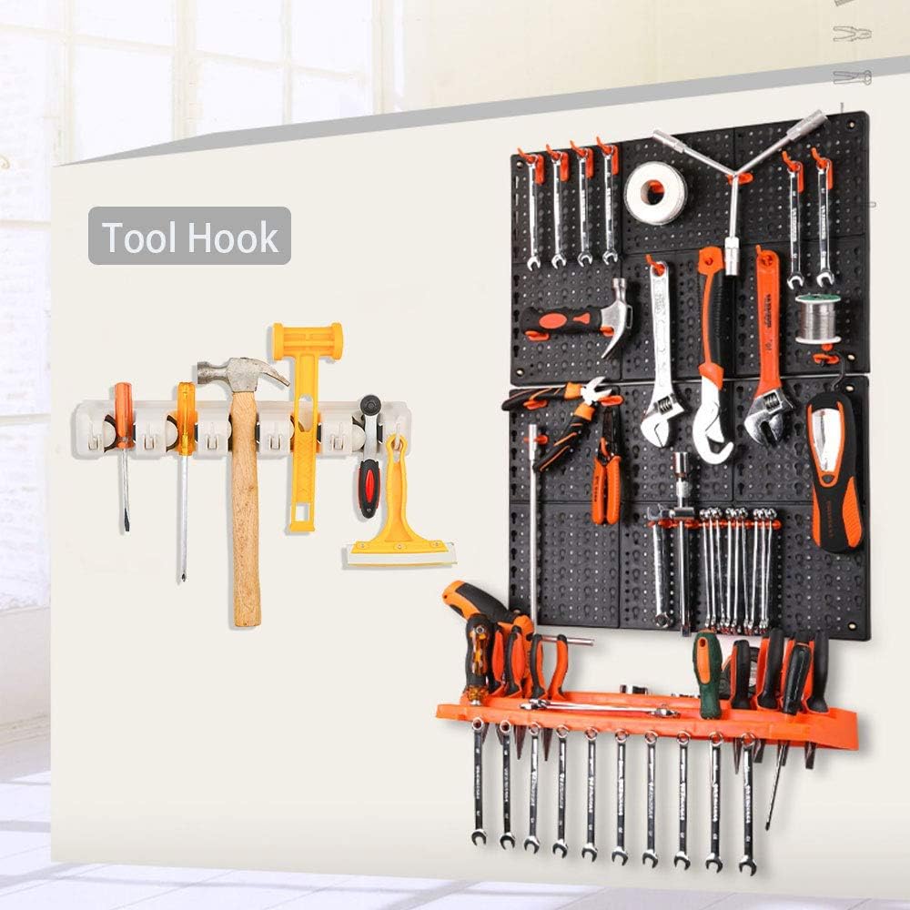 C-CHAIN Mop and Broom Holder, 5 Position with 6 Hooks Garage Storage H