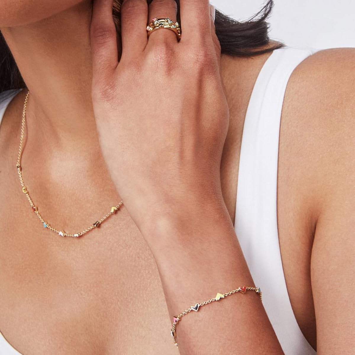 Kendra Scott Haven Heart Gold Chain Bracelet in Multi Mix, Fashion Jew