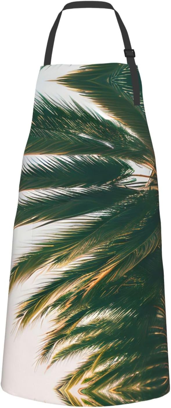 Los Angeles Palm Trees print Waterproof chef's apron with pocket apron for kitchen cooking baking barbecue and gardening