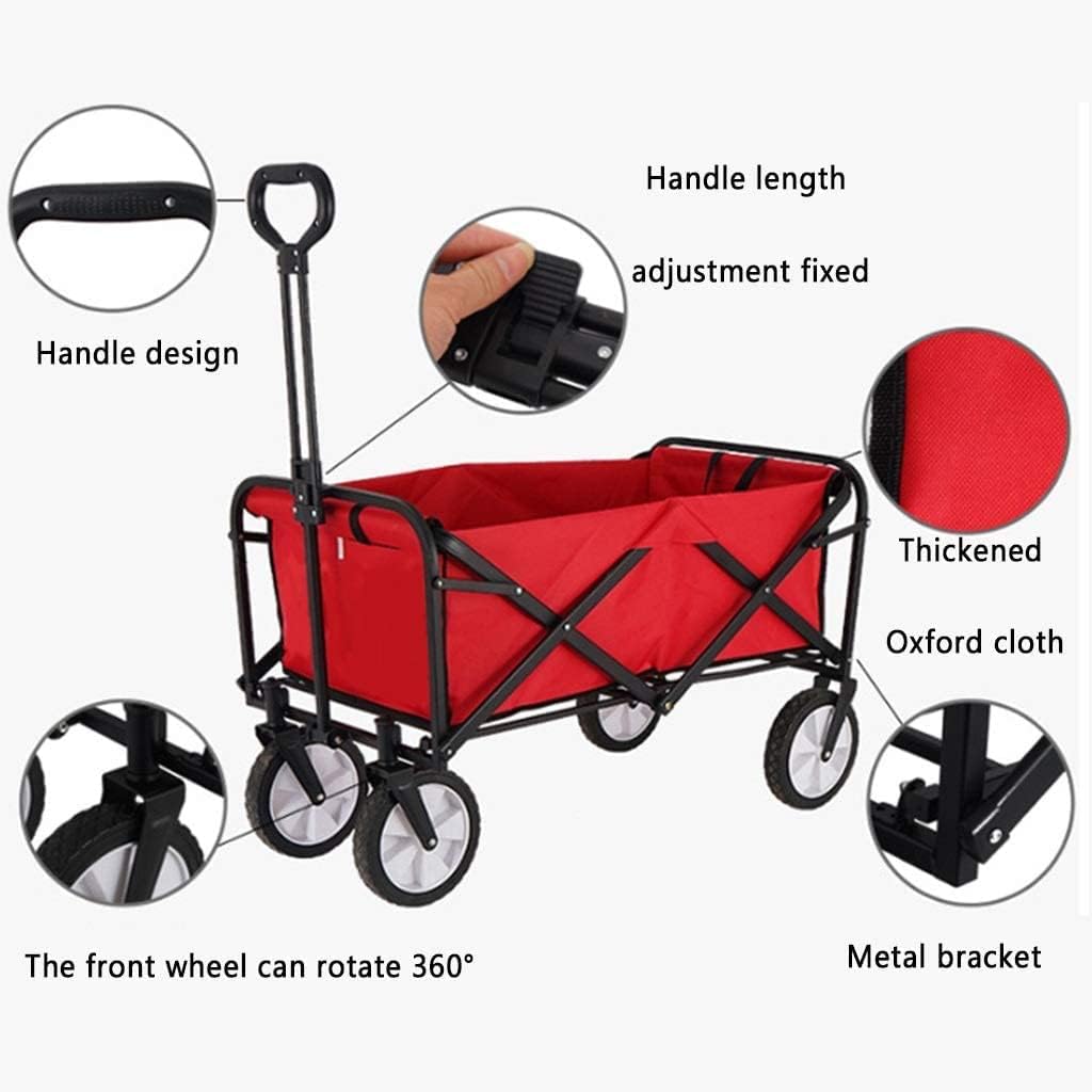 Portable Camping Cart,Outdoor Folding Utility Wagon Foldable Outdoor Cart Camping Wagon on Wheels Transport Trolley for All Terrain for Garden Beach Load-Bearing 150kg / 331lbs