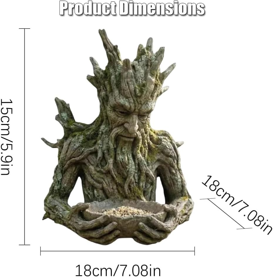 Tree Intergrted Bird Feeding, Outdoor Millennial Ancient Tree Bird Feeder, Tree-face Shaped Outdoor Bird Feeder with a Hidden Keyhole Hook, a Unique Garden and Patio Decoration, Ideal for Bird Lovers