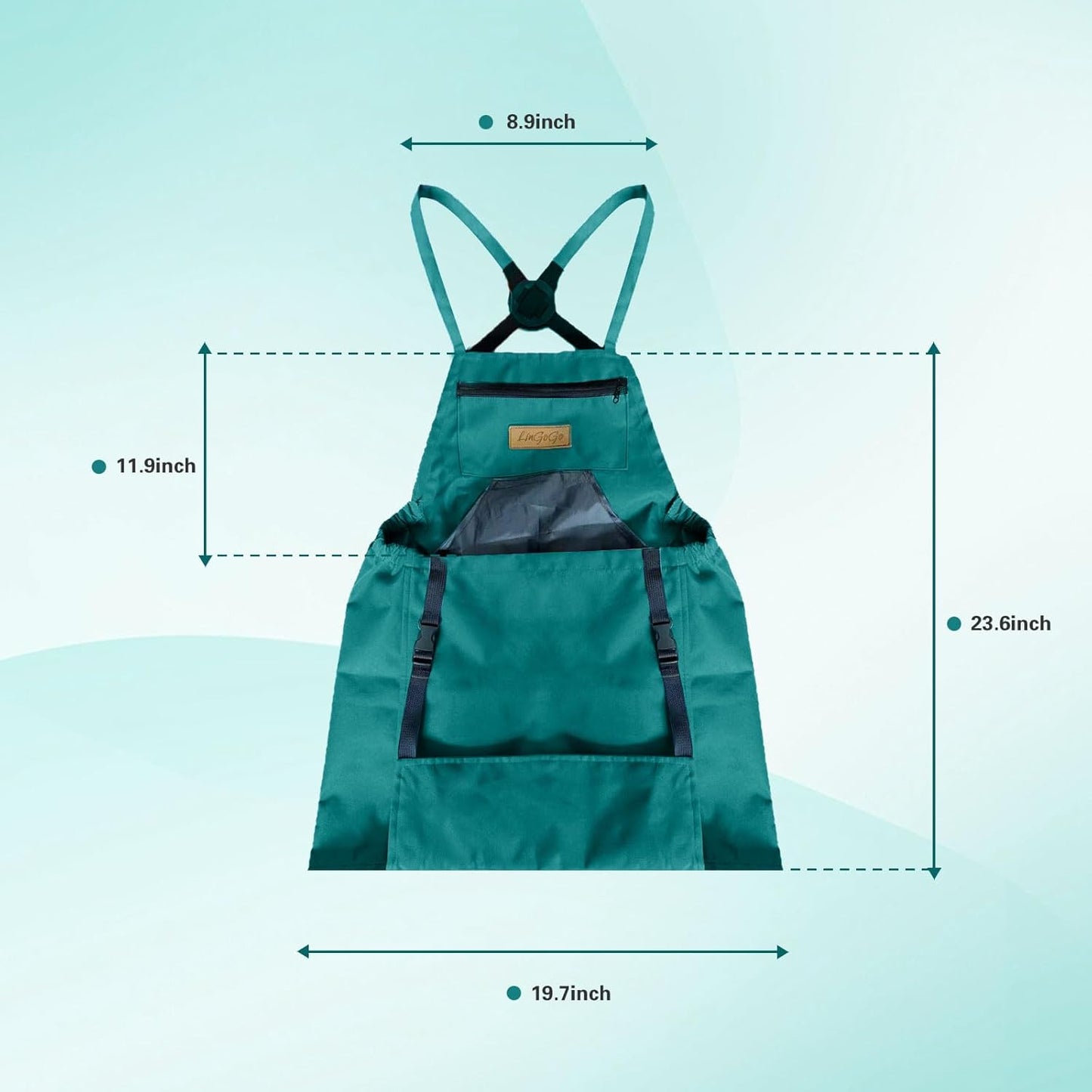 Gardening Apron with Harvesting Pouch for Women/Men, Adjustable Cross 