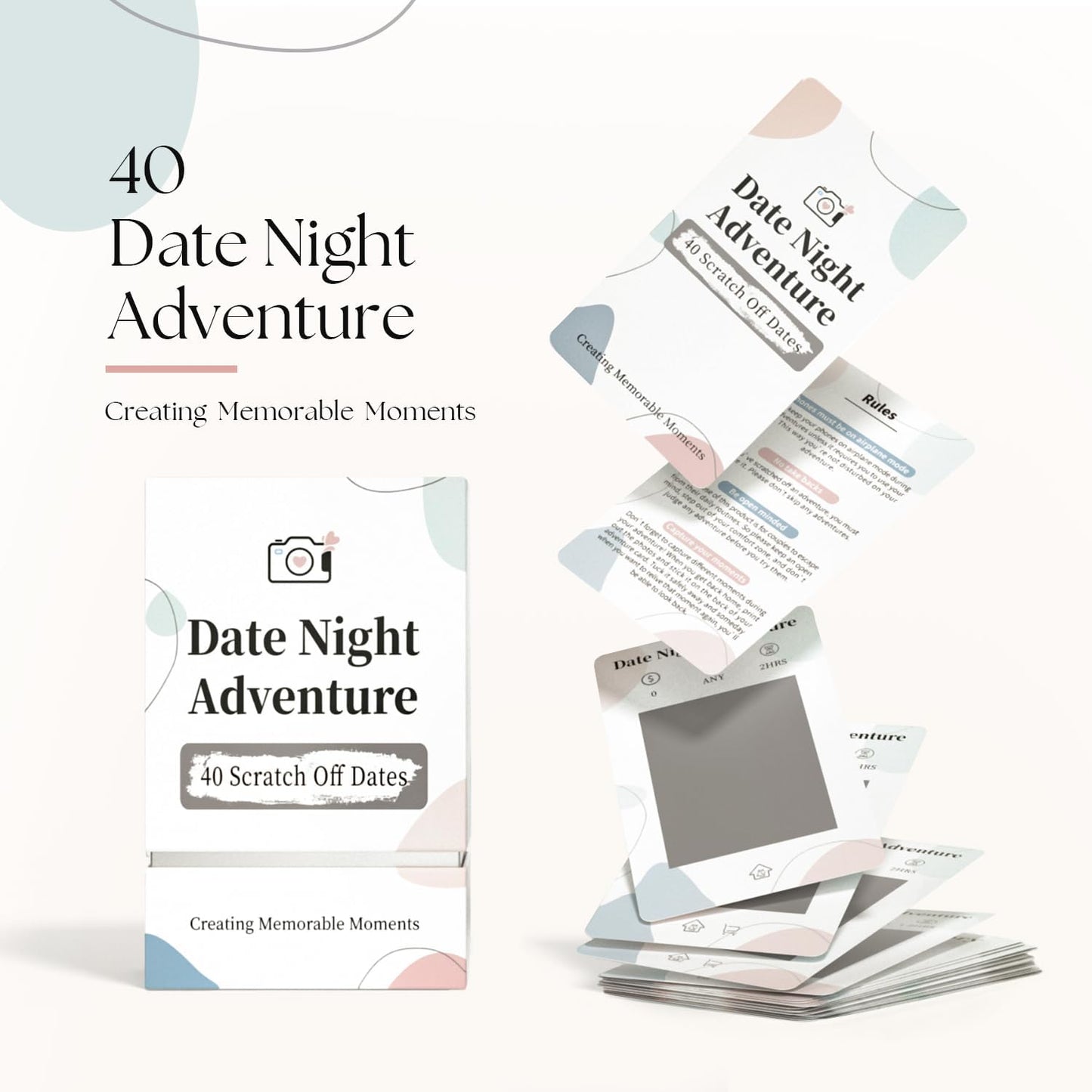 40 Fun Date Night Scratch Off Card Game Ideas, Romantic Wedding Anniversary Couple Gifts for Him, Her, Men, Boyfriend, Girlfriend, Bride, Husband, Wife, Couples Gifts for Bridal Shower, Engagement