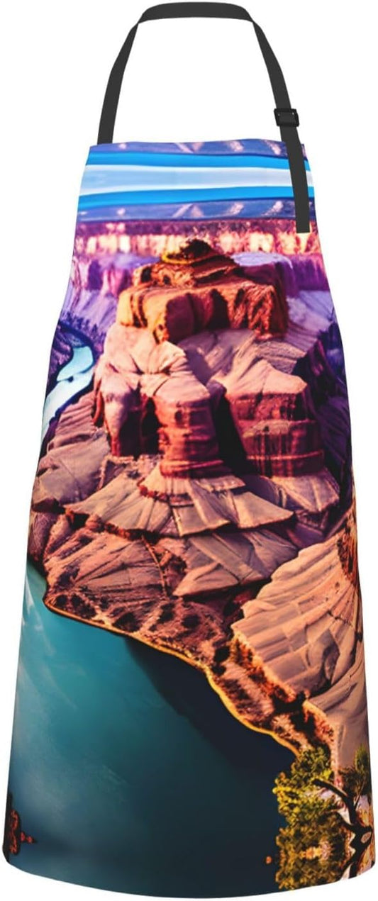 Beauty Grand Canyon print Waterproof chef's apron with pocket apron for kitchen cooking baking barbecue and gardening