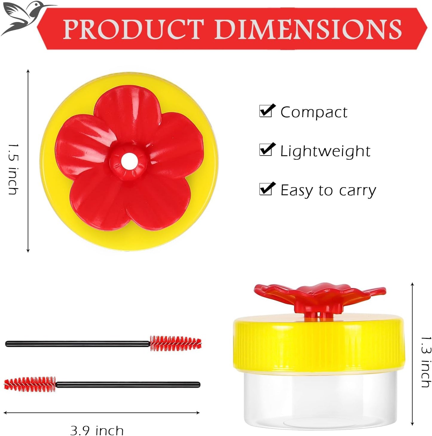 Handheld Small Hummingbird Feeders, 2pcs Mini Hummingbird Hand Feeder with Cleaning Brush, Window Plastic Humming Bird feeders for Outdoors