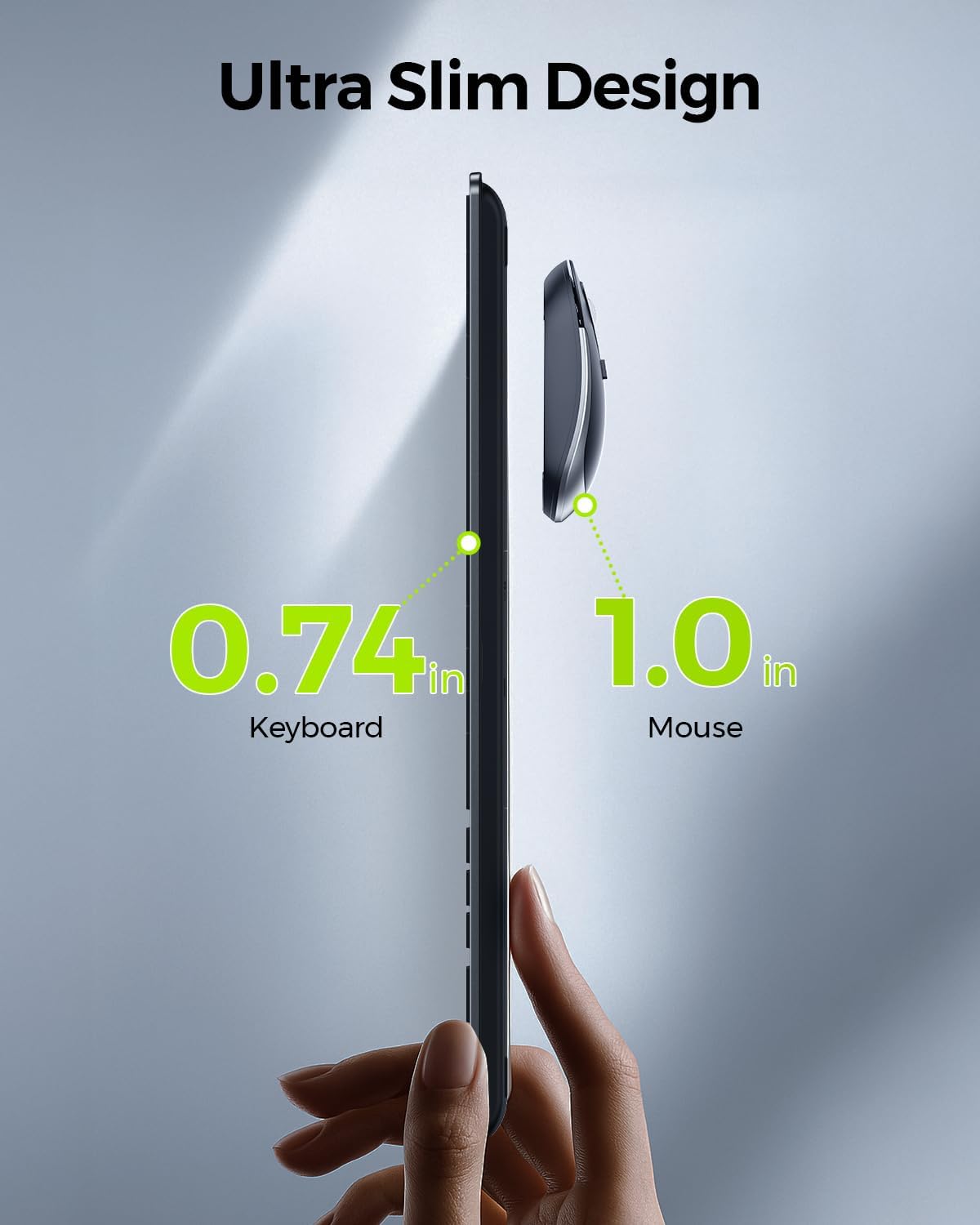 Wireless Keyboard and Mouse Combo - Full Size Slim Thin Wireless Keybo
