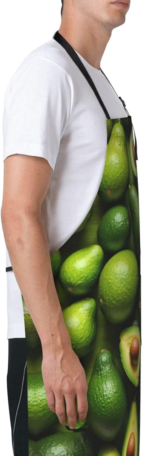 Avocado Pattern print Waterproof chef's apron with pocket apron for ki