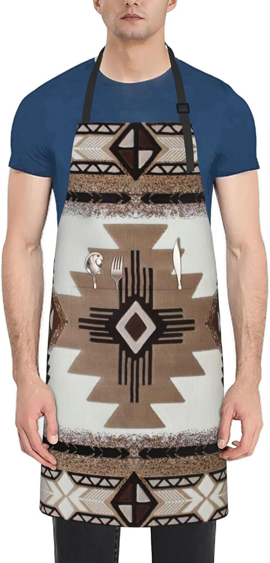 Native American print Waterproof apron with pocket adjustable cooking 