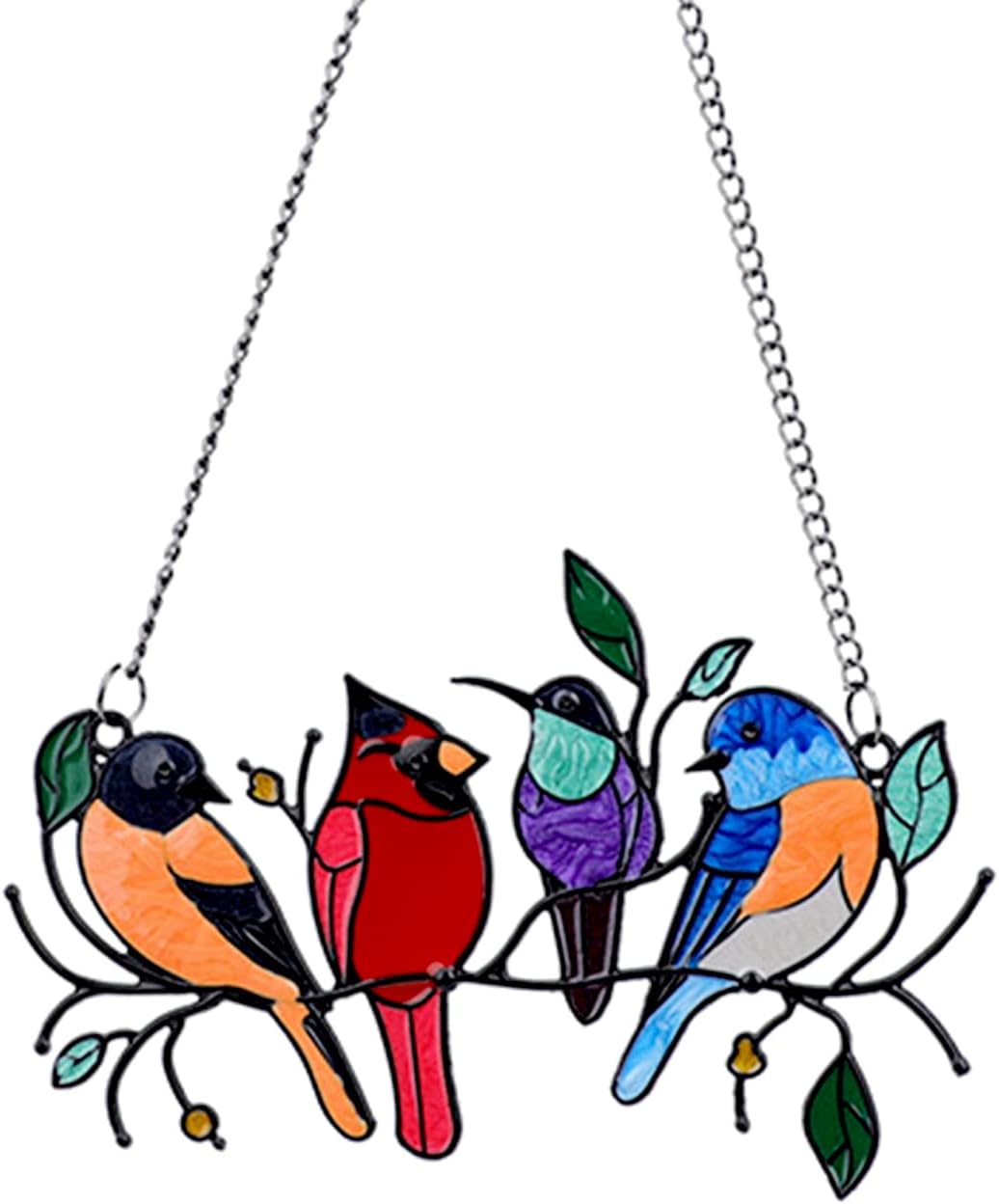 Birds On A Wire Suncatchers for Window Hanging-Birds Window Home Decor Gifts-Garden Suncatchers Metal Hummingbird Cardinal