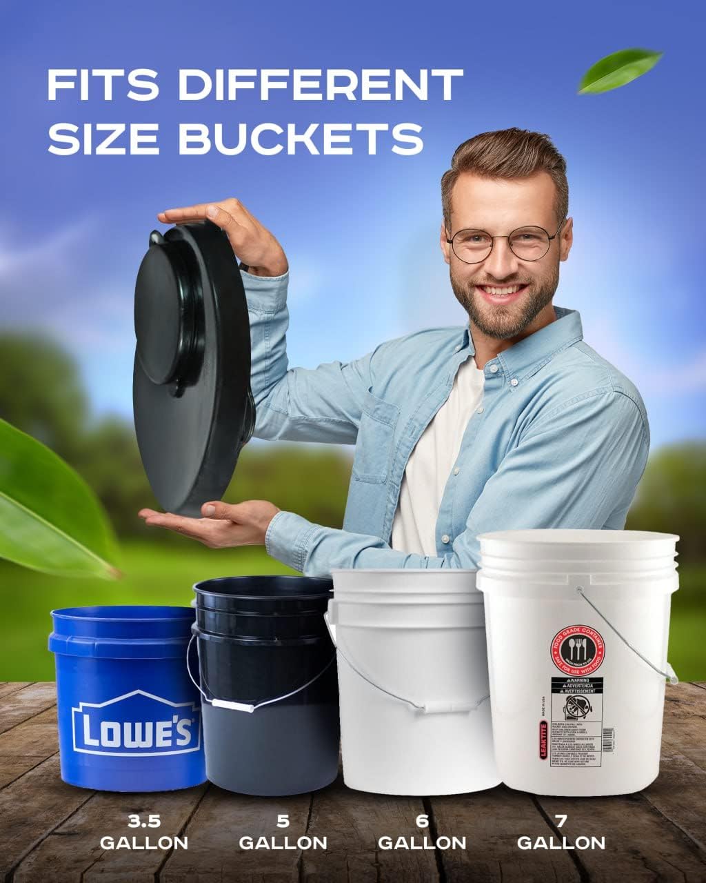 Skywin 5 Gallon Bucket Lid, Seal Lid, Wood Pellet Storage Containers, 