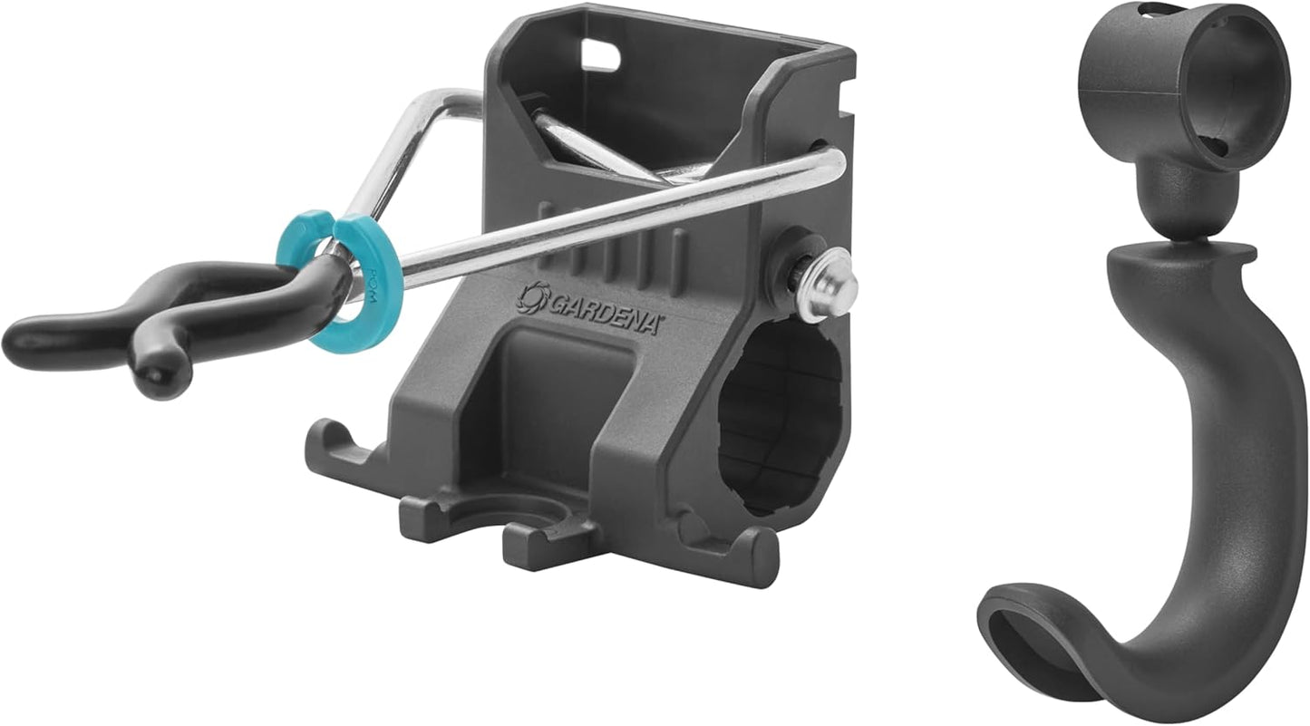Gardena Set of Single Holders and Single Hooks: Brackets for Garden Tools, Extension for Tool Rack Plus, Universal Hook Made from Recycled Materials (3510-20)
